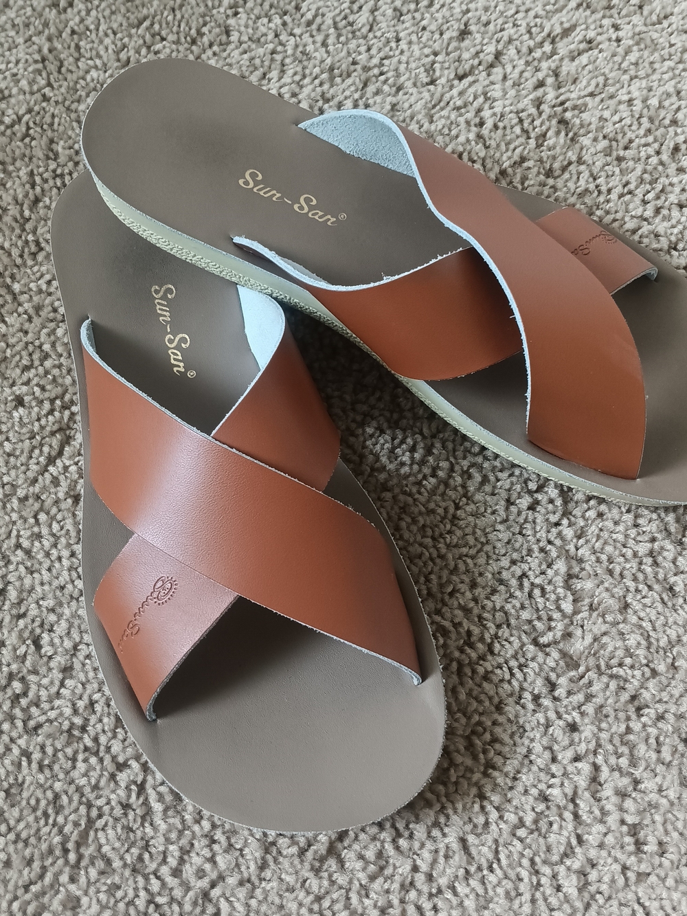 Women's Brown Crisscross Slide Sandals